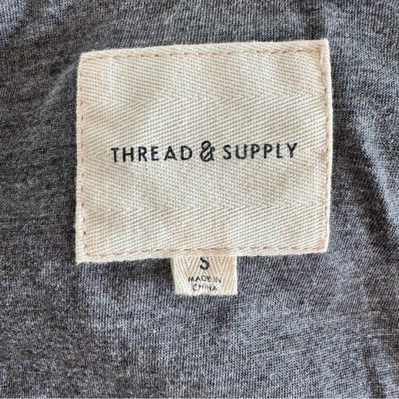 THREAD & SUPPLY Shirt Jacket Shacket S Black Tan Plaid Flannel Chore Pocket - Picture 2 of 15